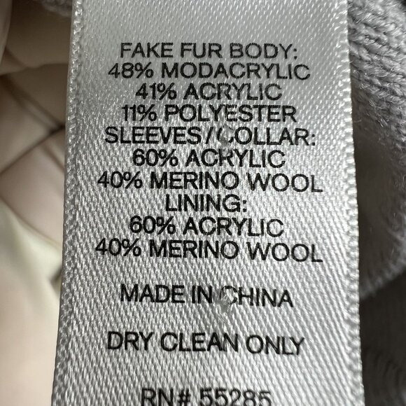 Express Womens S Oversized Merino Wool Blend Faux Fur Sweater Vest Knit Sleeves - Picture 14 of 16